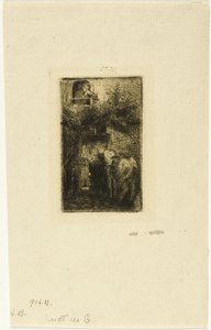 Mujer en la ventana de una posada de Charles Emile Jacque