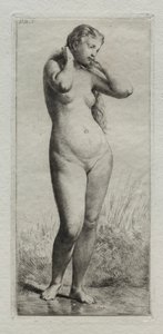 Joven mujer bañándose de Charles Emile Jacque