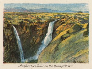 Sudáfrica: Cataratas Aughrabies en el río Orange (litografía en color) de Charles Ernest Peers