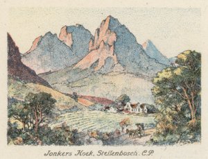 Sudáfrica: Jonkers Hoek, Stellenbosch, CP (litografía en color)