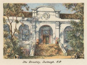 Sudáfrica: The Drostdy, Tulbagh, CP (litografía en color)