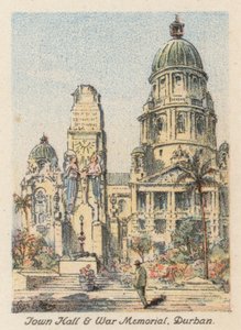 Sudáfrica: Ayuntamiento y Monumento a la Guerra, Durban (litografía en color) de Charles Ernest Peers