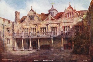 Casa Knole: Stone Court (litografía en color) de Charles Essenhigh Corke