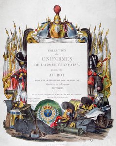 Frontispicio de la Colección de Uniformes del Ejército Francés presentada al Rey, 1823 de Charles Etienne Pierre Motte