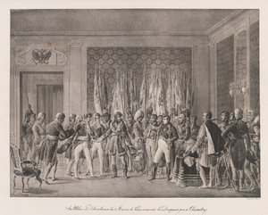 Alcaldes de París Recibiendo la Bandera de Austerlitz, principios del siglo XIX de Charles Etienne Pierre Motte