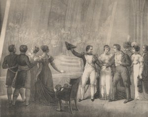 Napoleón y Josefina Visitando el Estudio de David, 4 de enero de 1808 de Charles Etienne Pierre Motte