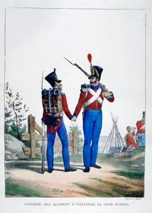 Uniforme de un regimiento de infantería suiza, Francia, 1823