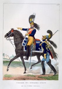 Uniforme de los gendarmes de élite de la guardia real, Francia, 1823 de Charles Etienne Pierre Motte