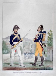 Uniforme de los gendarmes reales a pie, Francia, 1823