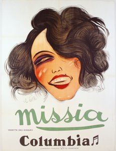 Póster de Columbia Records anunciando a la cantante francesa, Missia, c.1935