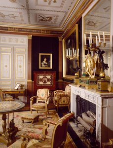 Salón de visitantes y retrato izquierdo de la Reina Hortensia, Chateau de Malmaison en Rueil-Malmaison, por los arquitectos Pierre-François-Léonard Fontaine y Charles Percier, Francia de Charles and Fontaine Pierre Percier