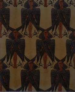 Querubines repetidos, diseño para una tela de Charles Francis Annesley Voysey
