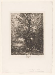 Bosque con cabreros descansando Le berger y la bergere de Charles Francois Daubigny