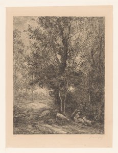 Bosque con cabreros descansando Le berger y la bergere de Charles Francois Daubigny