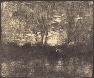 Vacas en un Abrevadero de Charles Francois Daubigny