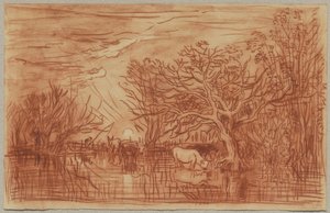 Vacas en un Abrevadero de Charles Francois Daubigny