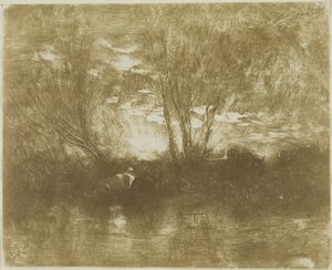 Vacas en el abrevadero de Charles Francois Daubigny