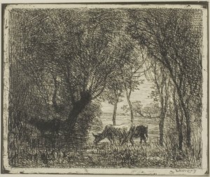 Vacas en un bosque de Charles Francois Daubigny