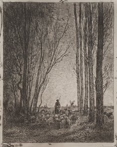 Reuniendo el rebaño, impresión original 1862, impresa en 1921