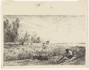 Haciendo heno de Charles Francois Daubigny