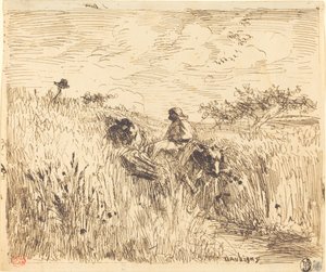 Camino a través de un campo de trigo de Charles Francois Daubigny