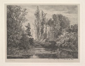 Ciervos en el borde del agua de Charles Francois Daubigny