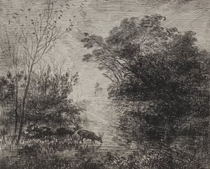 Ciervos, impresión original 1862, impreso en 1921