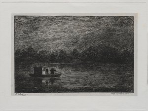 El viaje en barco: Viaje nocturno o pesca con red, segunda versión de Charles Francois Daubigny