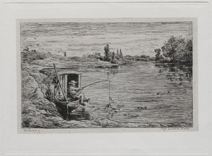 El viaje en barco: la pesca del grumete (pesca con línea) de Charles Francois Daubigny