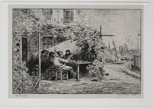 El viaje en barco: el almuerzo antes de embarcar en Asnières, 1861