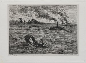 El viaje en barco: los barcos de vapor o cuidado con los barcos de vapor de Charles Francois Daubigny
