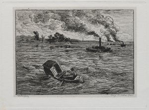 El viaje en barco: Los barcos de vapor o Cuidado con los vapores, 1861 de Charles Francois Daubigny