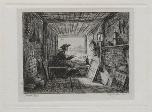 El viaje en barco: El estudio en el barco, 1861 de Charles Francois Daubigny