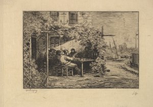 El desayuno de despedida en Asnières, 1861 de Charles Francois Daubigny