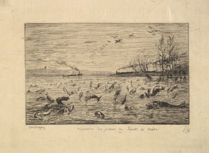 Los peces se regocijan en la partida del grumete, 1861 de Charles Francois Daubigny