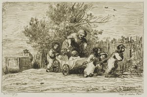 La herencia del carro (Los niños con el carro) de Charles Francois Daubigny