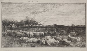 El Gran Redil, impresión original 1862, impreso en 1921 de Charles Francois Daubigny