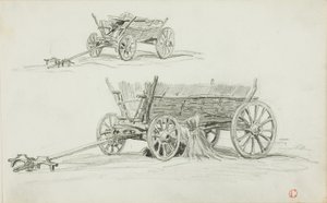 Dos bocetos de un carro de bueyes de Charles Francois Daubigny