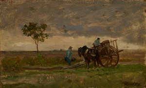 Vasto paisaje con carro de campesinos de Charles Francois Daubigny