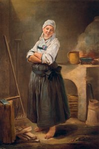 Una joven de Sajonia en su cocina de Charles Francois Hutin