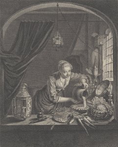Lechera después de la pintura de G. Dou en el gabinete del Sr. Poullain de Charles François Adrien Macret