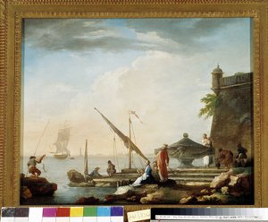 Puerto mediterráneo en la fuente. Pintura de Charles Francois Grenier de la Croix dit Lacroix de Marsella (1720-1782) Colección privada, Marsella. de Charles François Grenier de Lacroix