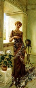 Mujer Clásica junto a una Ventana de Charles Frederick Lowcock