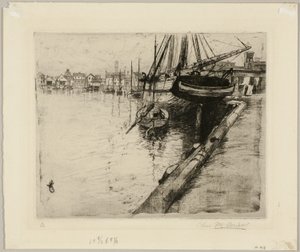 Muelle, río Nueva York de Charles Frederick William Mielatz
