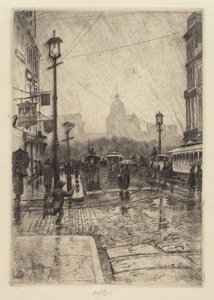 Día Lluvioso, Broadway, probablemente 1890 de Charles Frederick William Mielatz