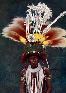 Un jefe Roro vestido para una danza ceremonial, Papúa Nueva Guinea, 1920