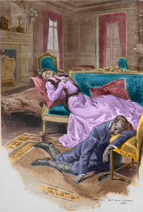 El archiduque Rodolfo, príncipe heredero de Austria (1858-1889), se suicida junto a su amante, la baronesa Mary Vetsera, en su pabellón de caza en Mayerling de Charles Garabed Atamian