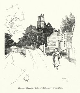 Boroughbridge, Isla de Athelney, Taunton (litografía) de Charles George Harper
