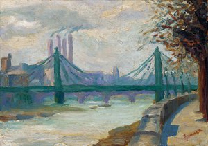 Battersea Power Station from Chelsea Embankment (óleo sobre tabla) de Charles Ginner