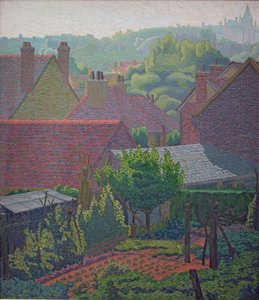 Tejados de pueblo (petróleo) de Charles Ginner